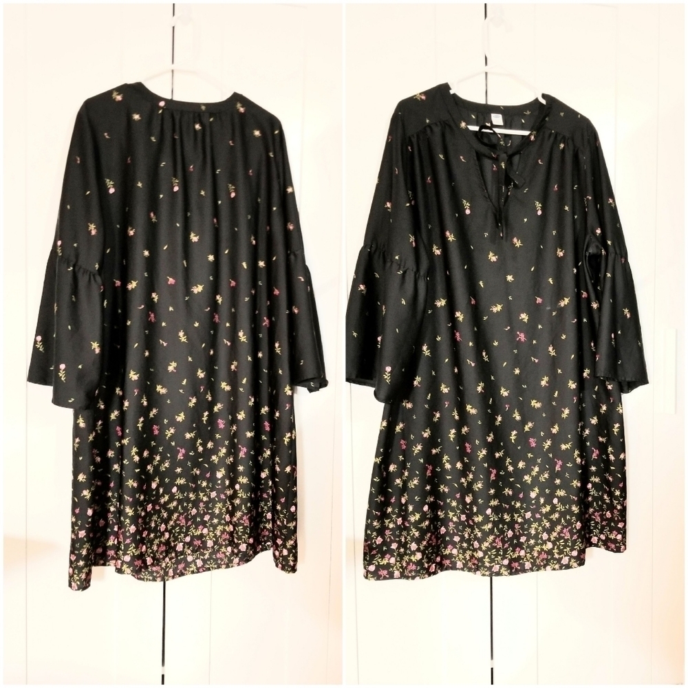 Old Navy Floral Black Dress , Vibrant colors, XXL